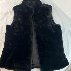 Nicole miller original faux fur reversible Vest Black size Small